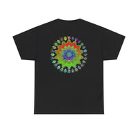Unisex Heavy Cotton Tee featuring intricate Mandala Art design, perfect for yoga and mindfulness practices