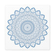 Handmade Mandala Art featuring intricate steel blue design on matte canvas, stretched and framed at 125 inches