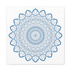 Handmade Mandala Art featuring intricate steel blue design on matte canvas, stretched and framed at 125 inches