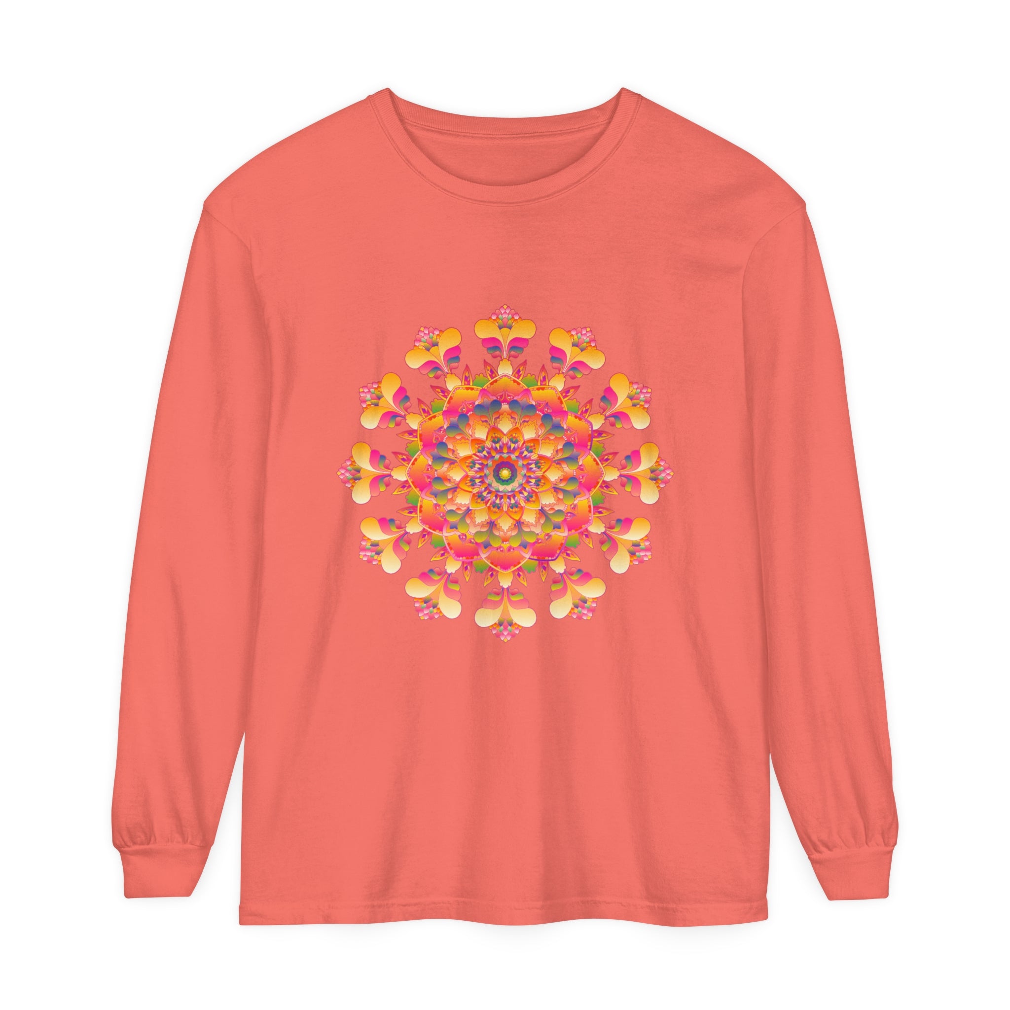 Colorful and intricate mandala design long sleeve t-shirt for men and women