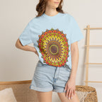 Sunburst Mandala T-Shirt — Vibrant Floral Boho Graphic Tee