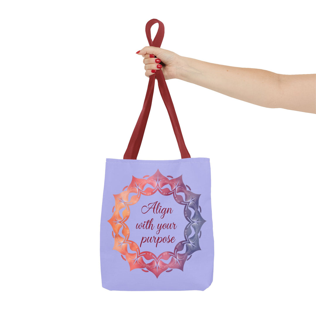 Vibrant orange and purple mandala tote bag, perfect for everyday use