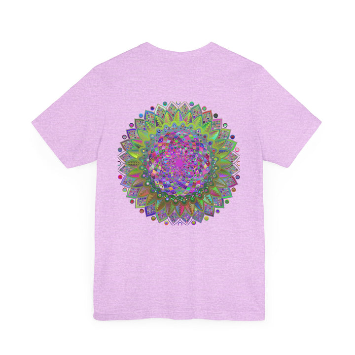 A beautiful, colorful mandala tee with intricate patterns representing spiritual peace and harmony, perfect for embracing your inner zen