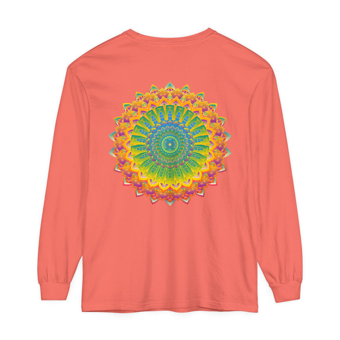 Intricate Mandala Unisex Long Sleeve T-Shirt featuring a detailed mandala design in vibrant colors