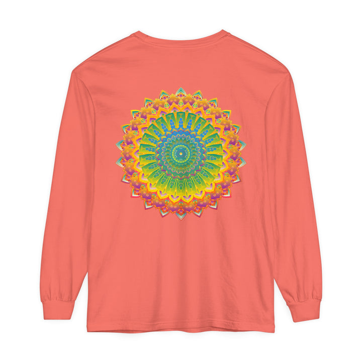 Intricate Mandala Unisex Long Sleeve T-Shirt featuring a detailed mandala design in vibrant colors