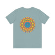 Beautiful vibrant mandala t-shirt with intricate design depicting peace and harmony