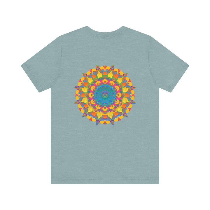 Beautiful vibrant mandala t-shirt with intricate design depicting peace and harmony