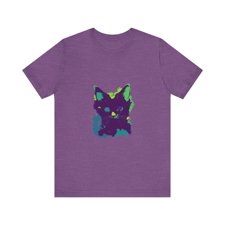 Neon Black Cat Mystery T-Shirt with vibrant neon colors and mysterious feline design