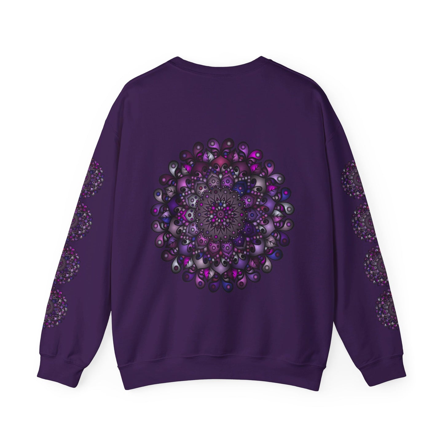 Unisex Heavy Blend™ Crewneck Sweatshirt with Purple Mandala Design, cozy and stylish