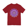 ###
Purple Mandala T-shirt with intricate spiritual design and peaceful vibes