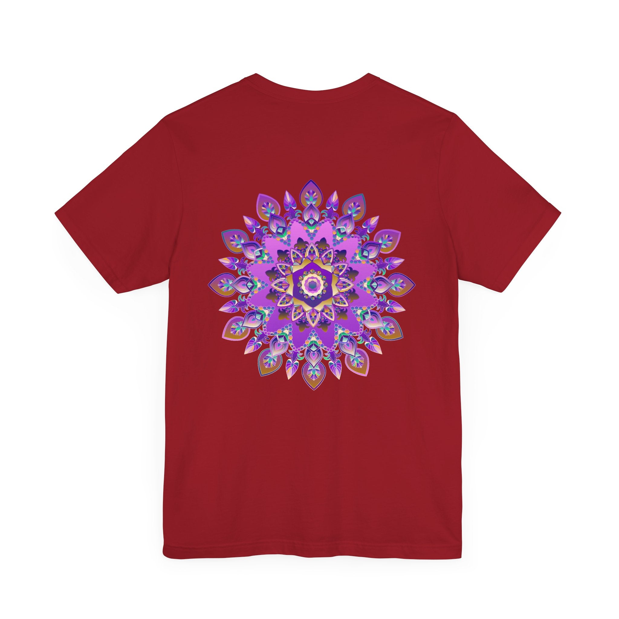 ###
Purple Mandala T-shirt with intricate spiritual design and peaceful vibes