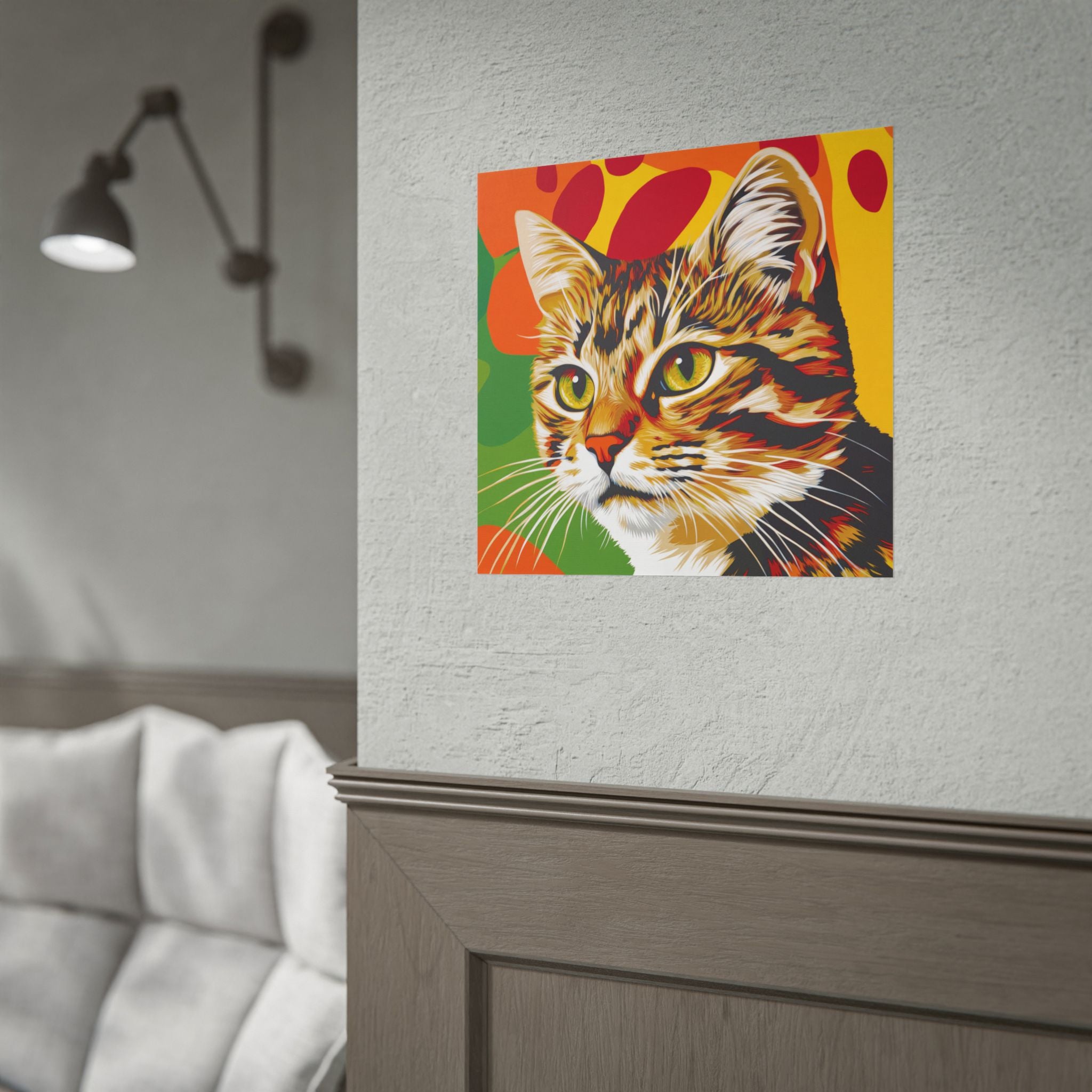 Colorful Pop Art Cat Poster — Rolled Wall Art for Cat Lovers