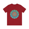 Colorful and detailed rainbow mandala design tee shirt on white background