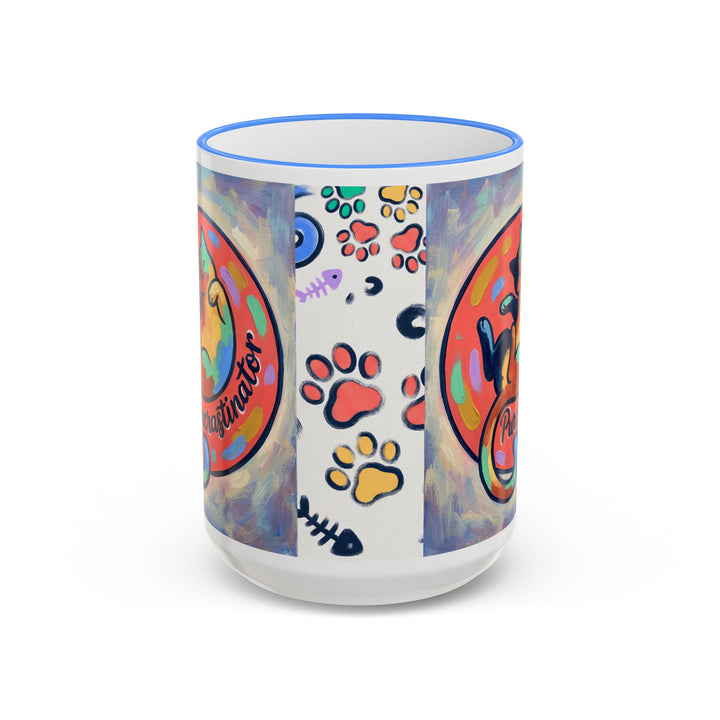Colorful Paw Print Pet Lover Accent Rim Mug (11oz/15oz)