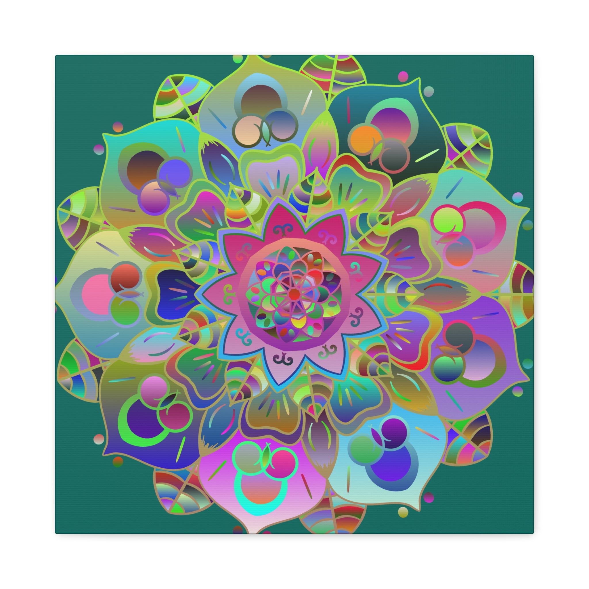 Vibrant Mandala Matte Canvas Wall Art — Colorful Boho Stretched Canvas
