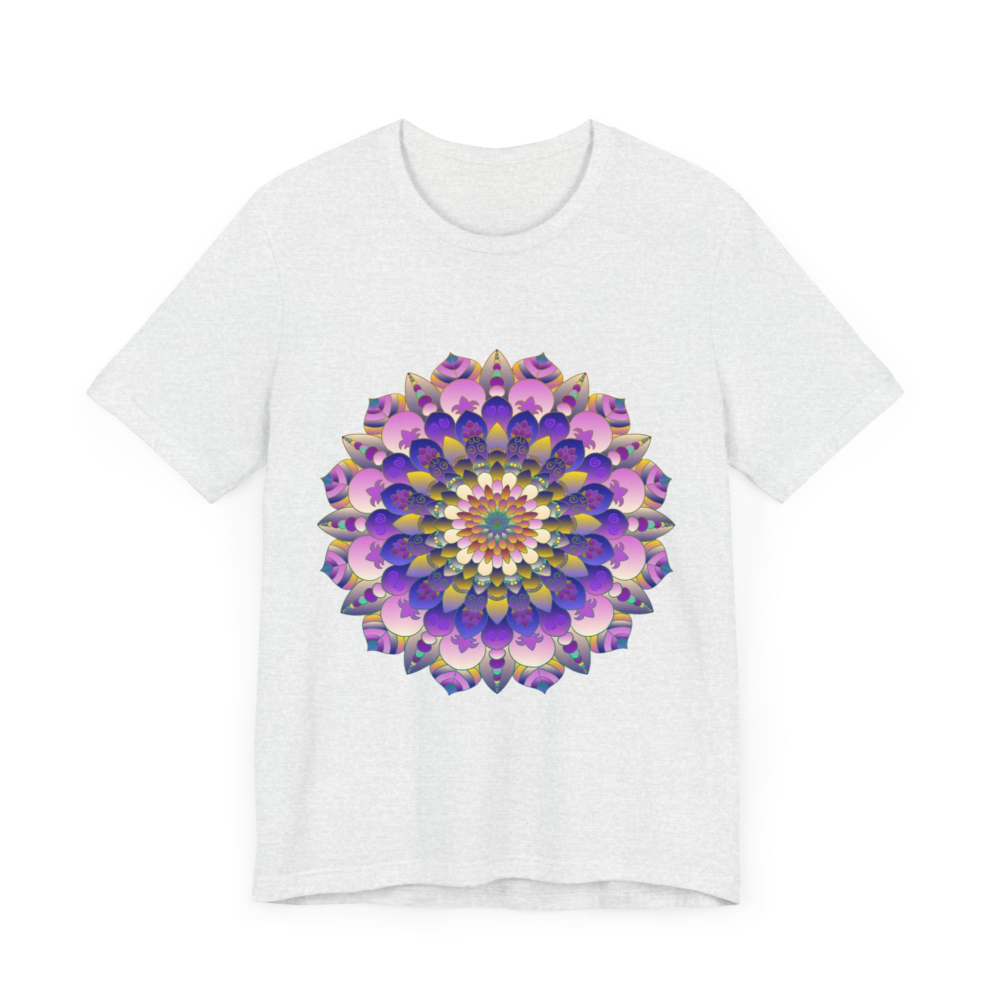 A vibrant and detailed mandala flower design T-shirt, perfect for spiritual and artistic individuals