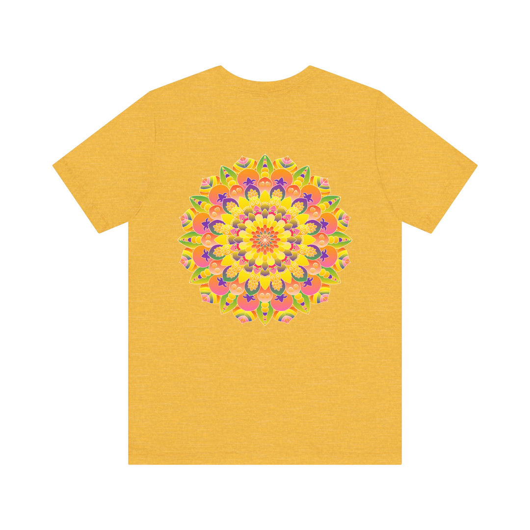 Colorful and intricate Vibrant Mandala Tee featuring the words Peace & Harmony