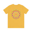 Colorful and intricate Vibrant Mandala Tee featuring the words Peace & Harmony