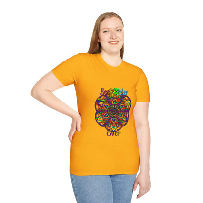 Beautiful and unique Mandala Art Gift for Sister Unisex Softstyle T-Shirt with intricate hand-drawn design on high-quality fabric