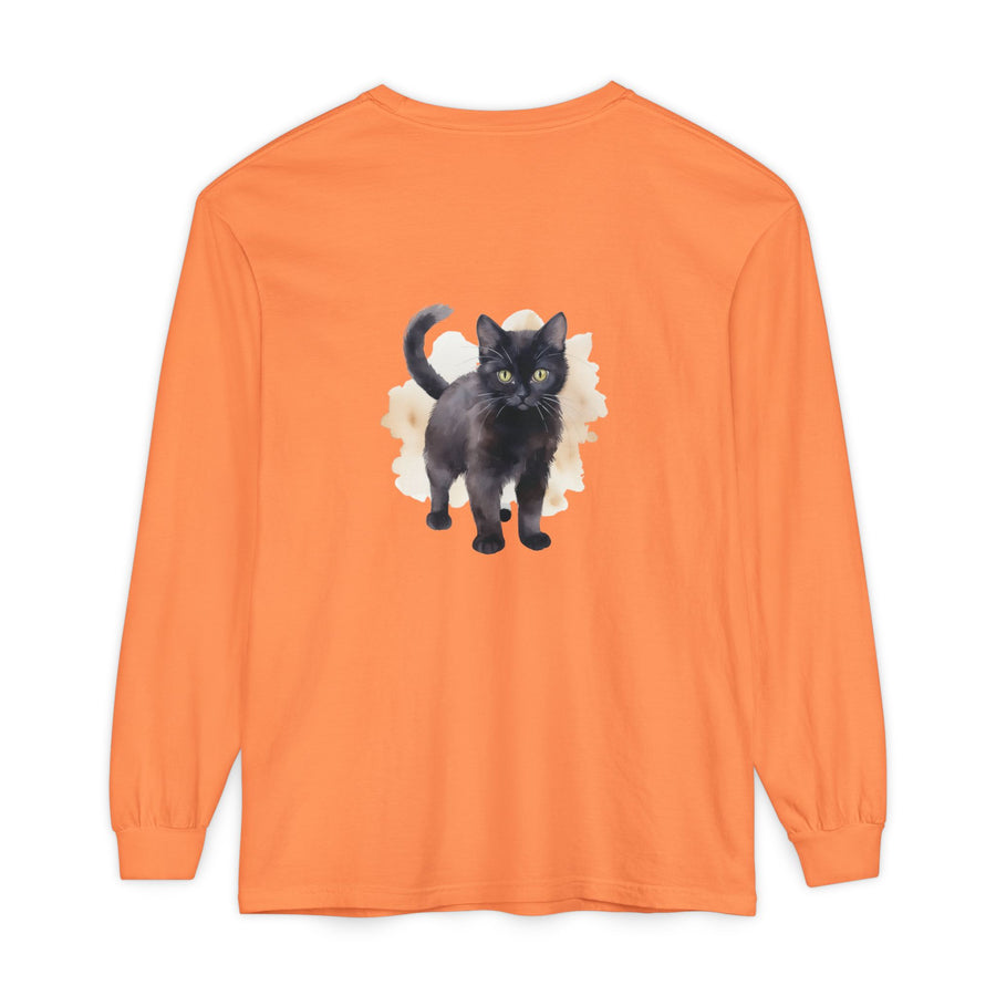 Full Sleeve Tee | Black Cat Watercolor - Unisex