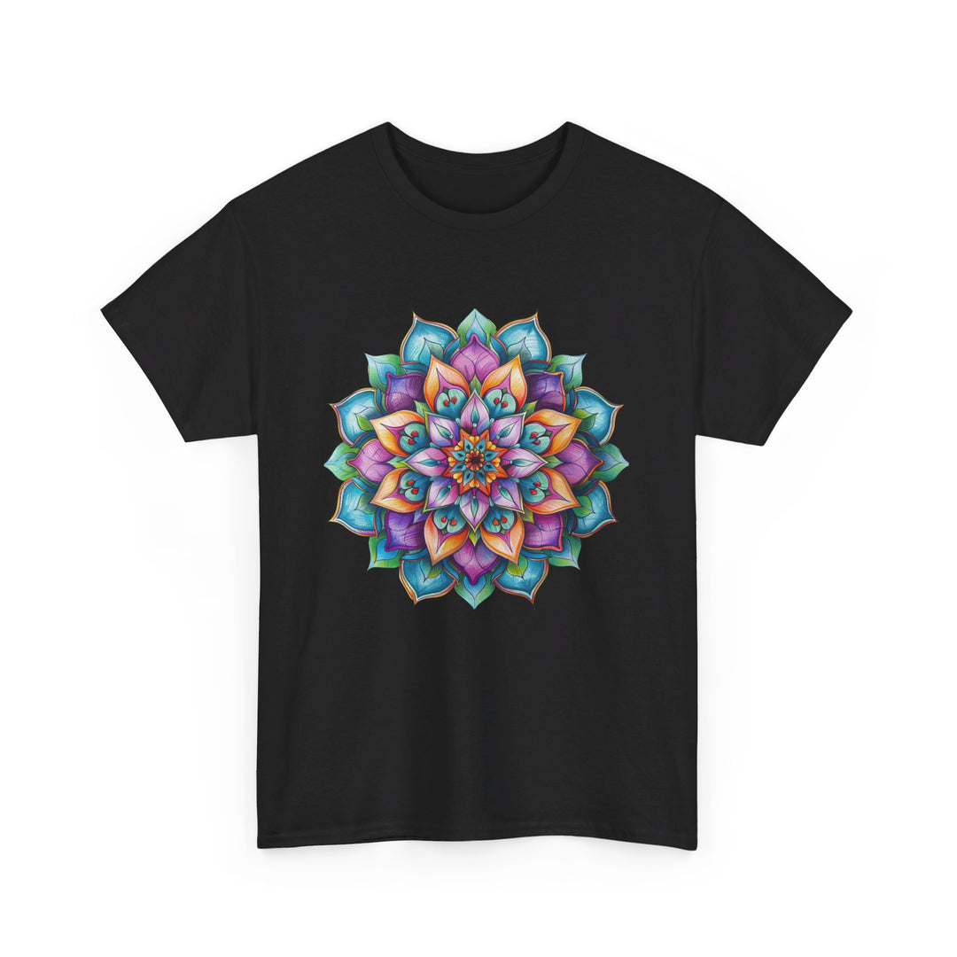 Fashionable Mandala Art Yoga Mindfulness - Unisex Heavy Cotton Tee ideal for casual and active wear