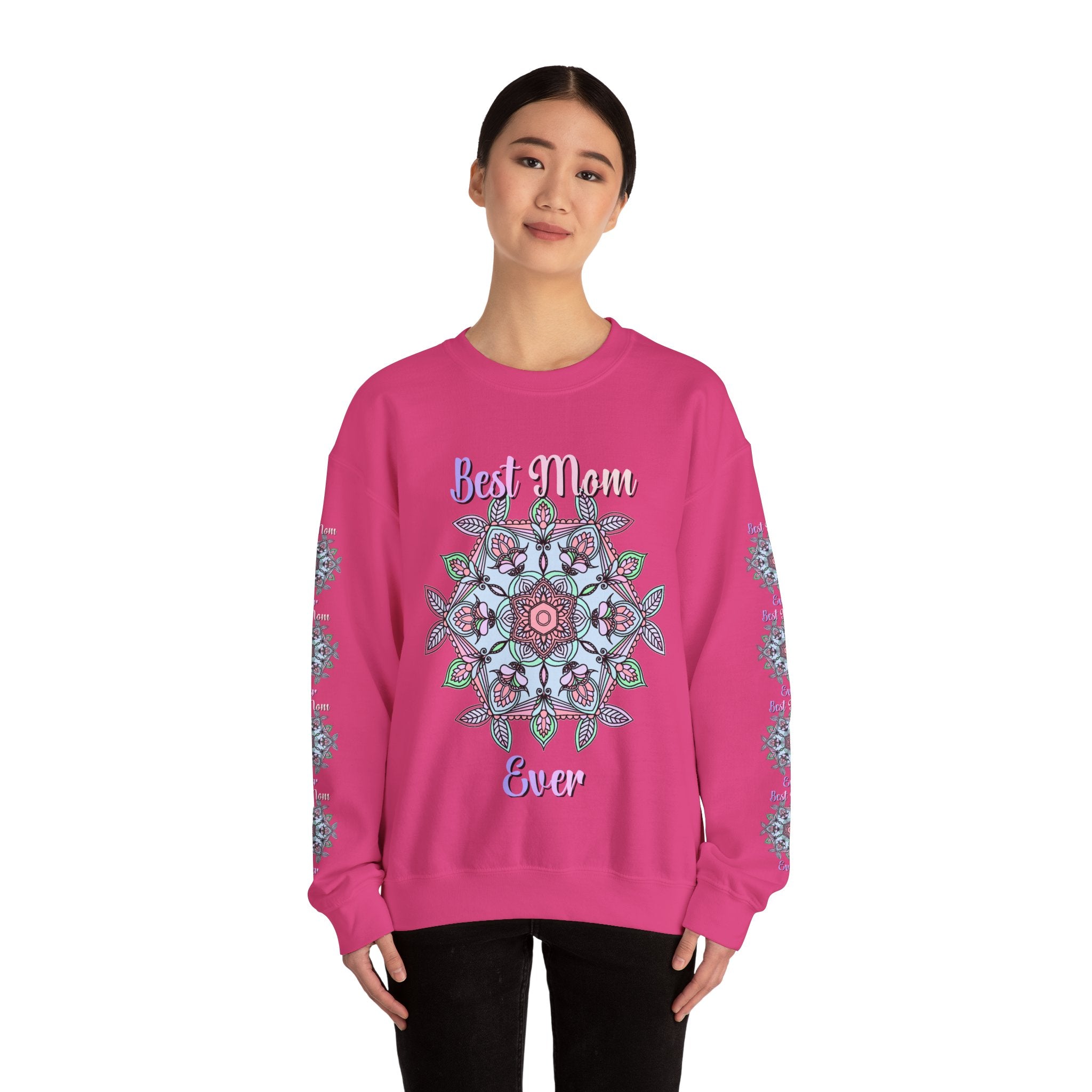 Mandala Art Crewneck Sweatshirt Celebrating Moms in Soft Hues