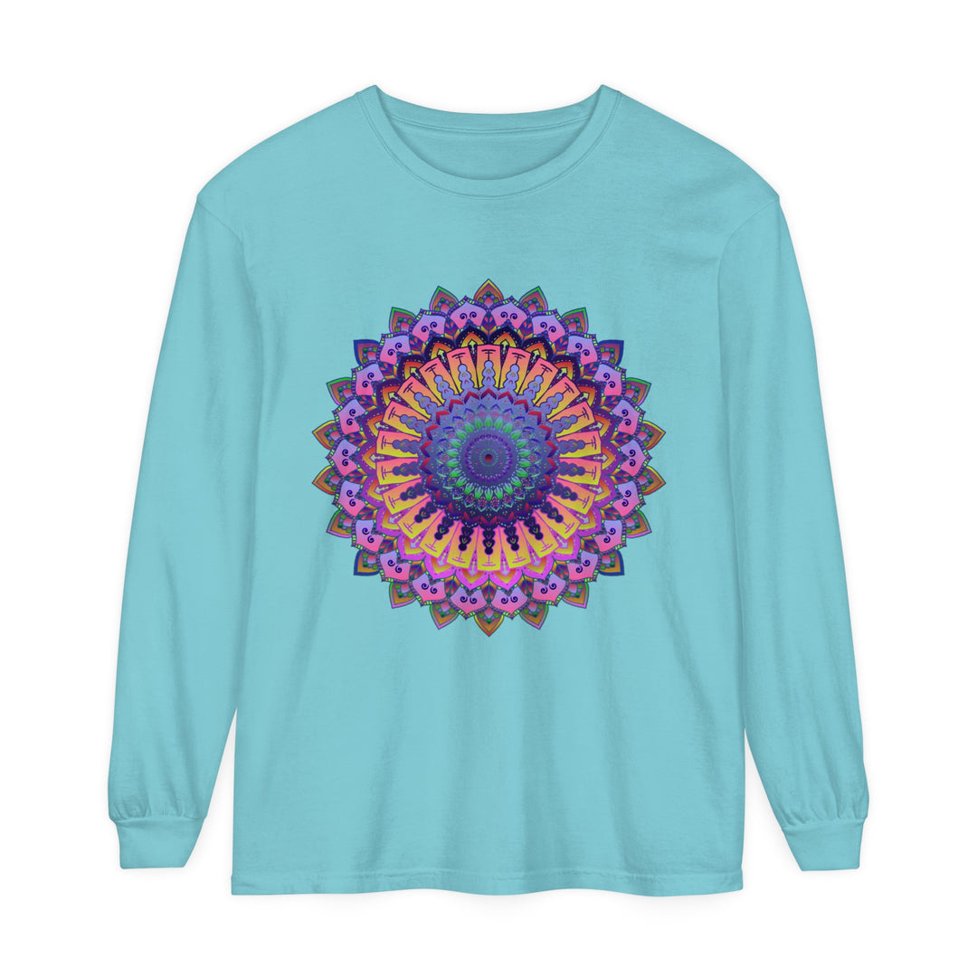 Intricate Mandala Unisex Long Sleeve T-Shirt featuring a detailed and ornate mandala design