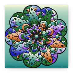 Floral Mandala Matte Canvas Print — Colorful Stretched Wall Art