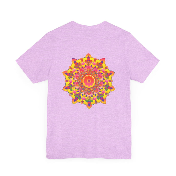 A vibrant and intricate mandala design tee, representing spiritual peace and harmony