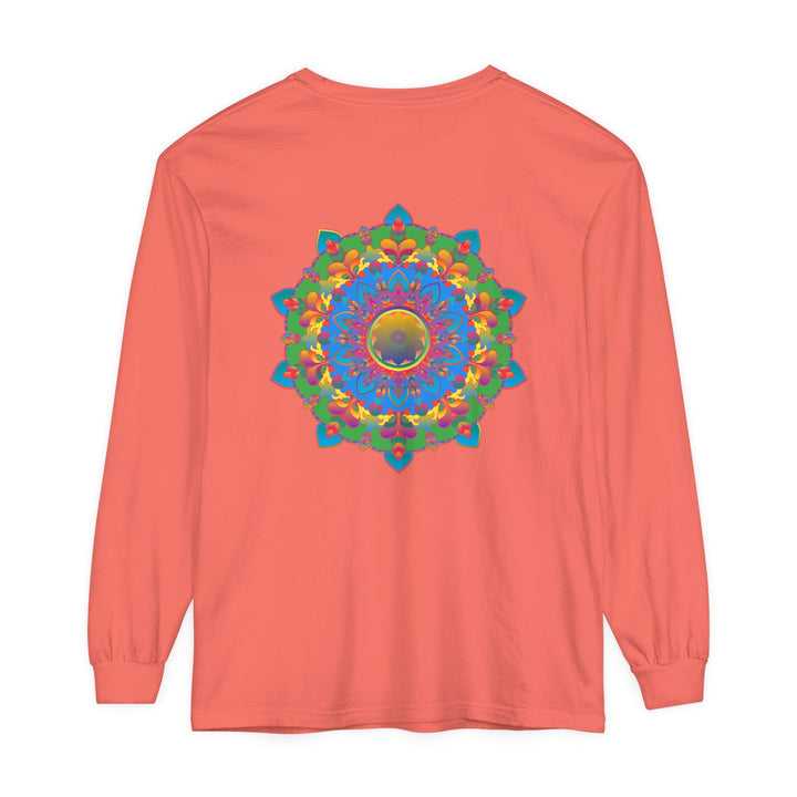 Eye-catching long sleeve t-shirt with a unique and vibrant mandala pattern