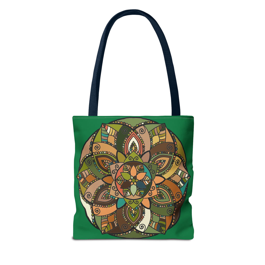 Boho Mandala Tote Bag — Green Floral Pattern AOP Shopper