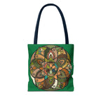 Boho Mandala Tote Bag — Green Floral Pattern AOP Shopper