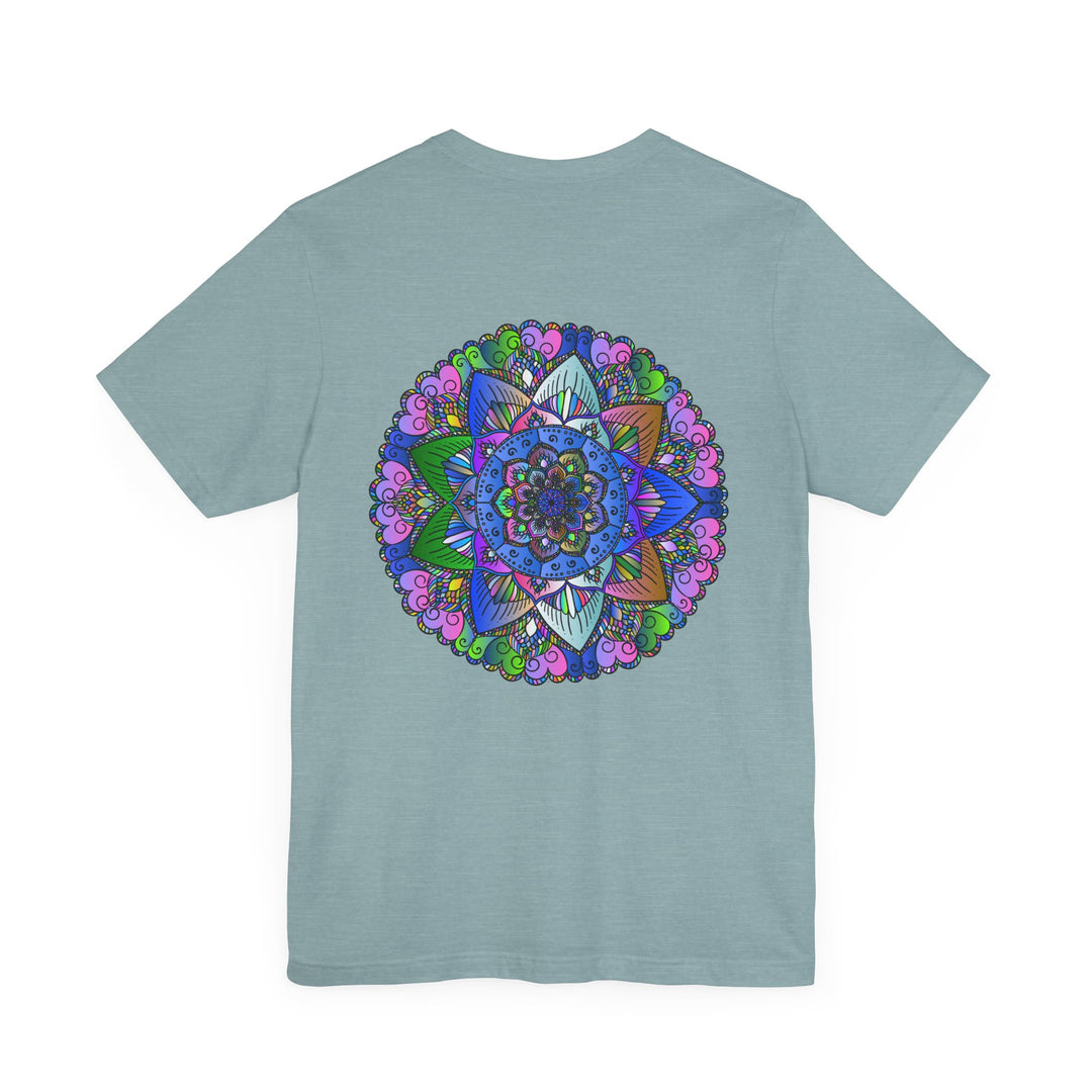 Vibrant Mandala T-Shirt in calming pastel colors with a soothing spiritual mandala pattern