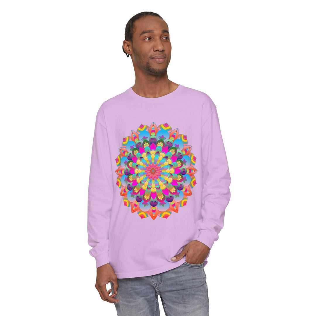 Colorful Mandala Long Sleeve T-Shirt - Psychedelic Art 43