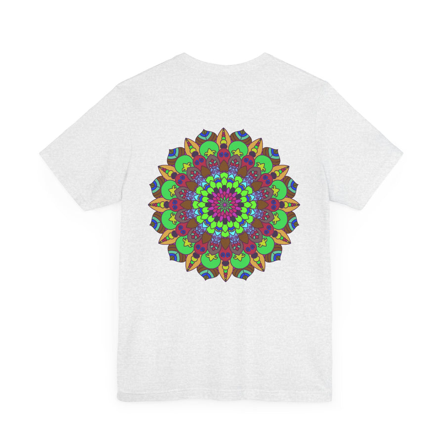 Colorful and intricate mandala design t-shirt promoting peace and harmony
