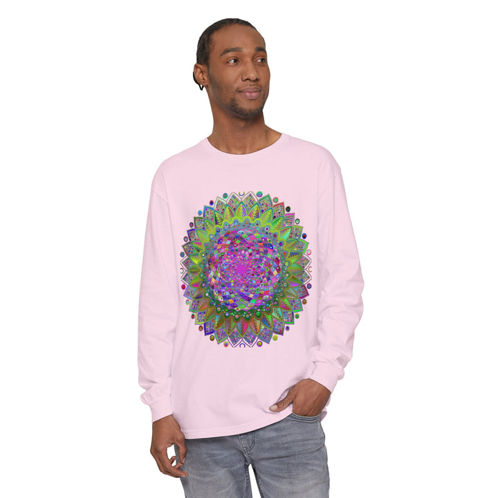 Colorful and intricately designed Vibrant Mandala Unisex Long Sleeve T-Shirt