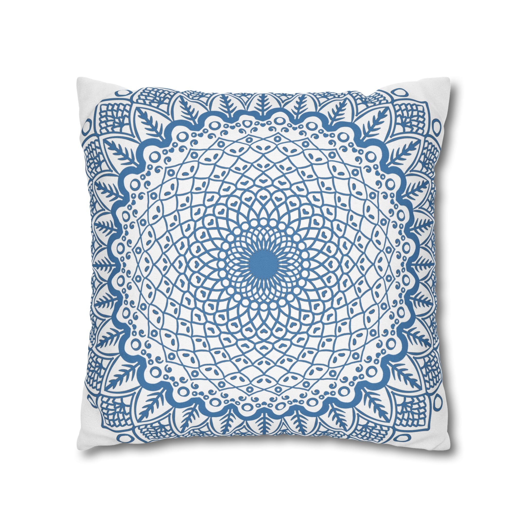 Fine Art Steel Blue Mandala Pillowcase for Home Decor