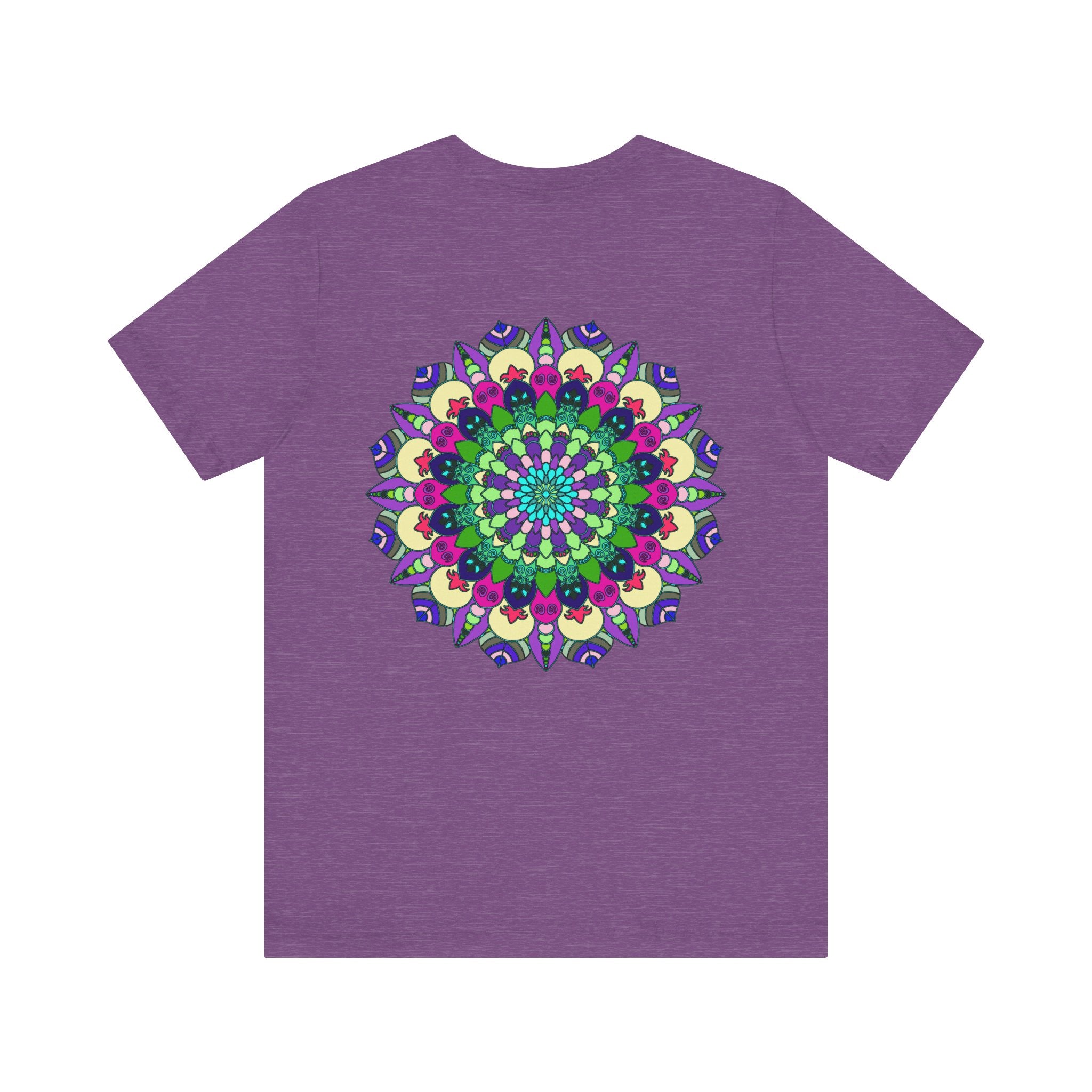 Colorful Mandala Tee with intricate spiritual symbols representing peace and harmony