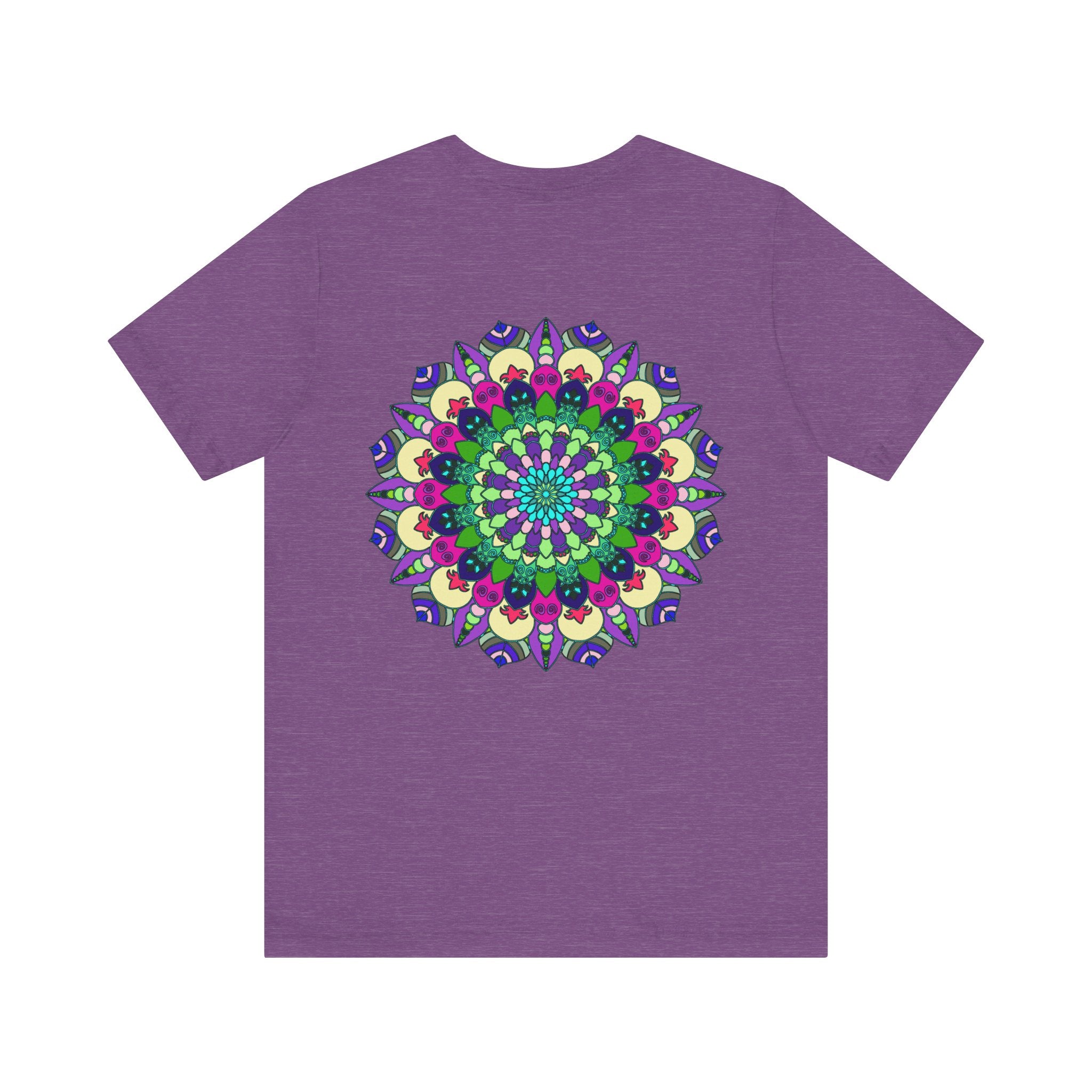Colorful Mandala Tee with intricate spiritual symbols representing peace and harmony