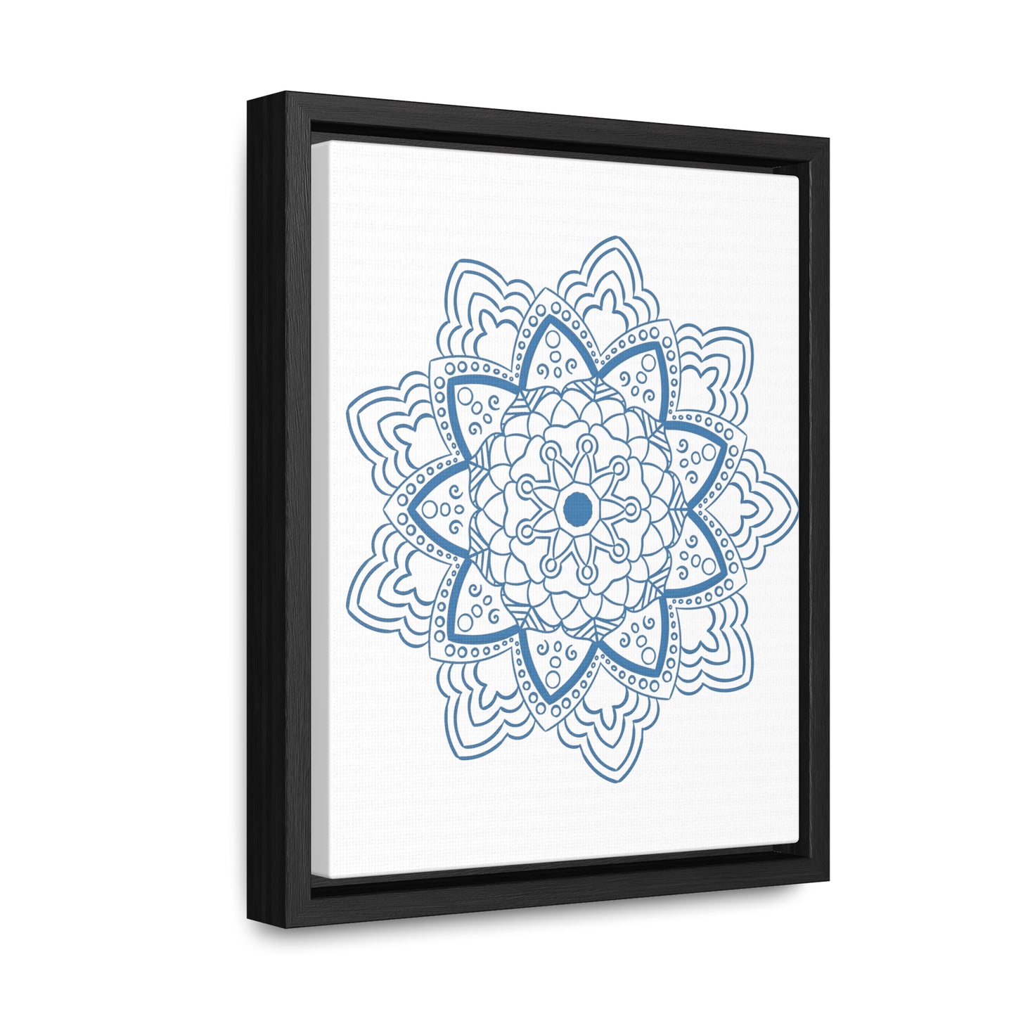 Mandala Handmade Art - Steel Blue Gallery Canvas Wraps Vertical Frame - Beautiful mandala design wall art created with intricate handmade details