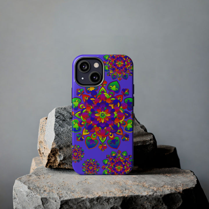 Colorful hand drawn mandala rainbow design phone case for extra protection