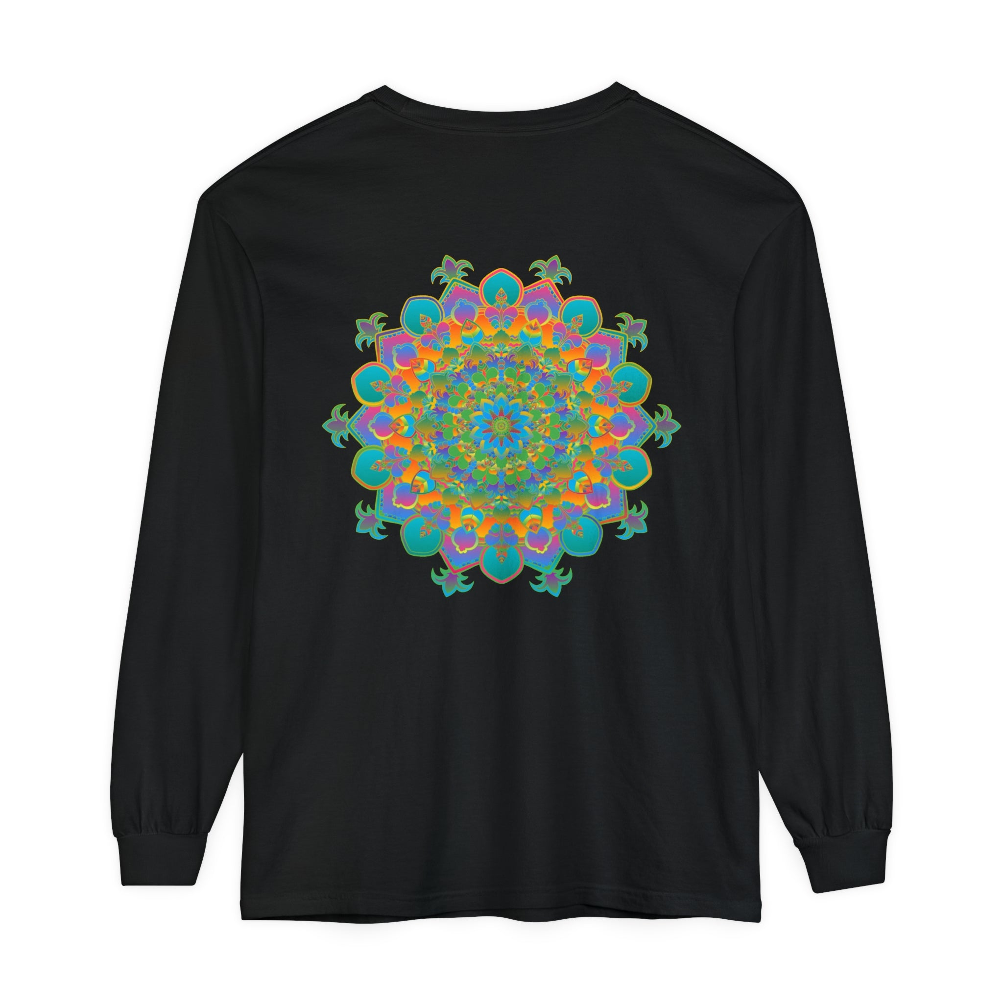 Colorful and intricate mandala design long sleeve t-shirt for both men and women