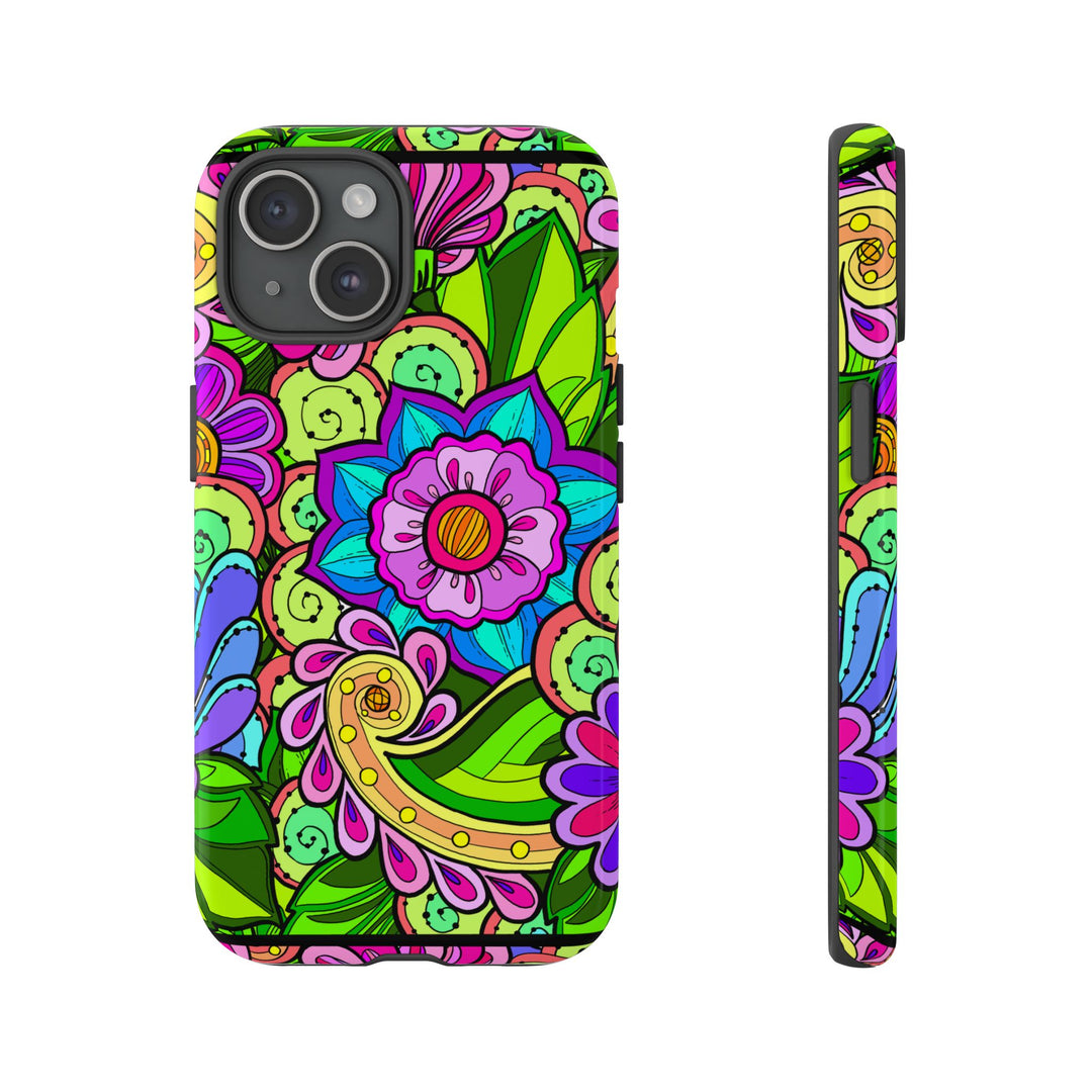 Floral Fantasy iPhone and Google Pixel Case in Bright Green Palette