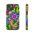 Floral Fantasy iPhone and Google Pixel Case in Bright Green Palette