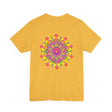 A beautiful and colorful mandala tee with spiritual motifs for peace and harmony