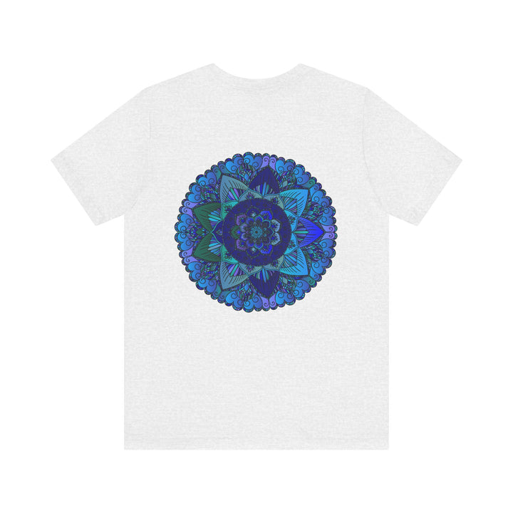 Blue Mandala T-Shirt featuring intricate spiritual design for peace and harmony