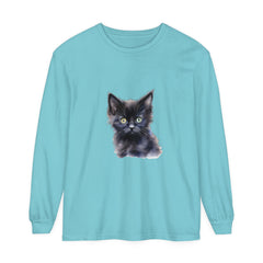 A cozy and comfortable unisex long sleeve t-shirt featuring a mystical kitten design