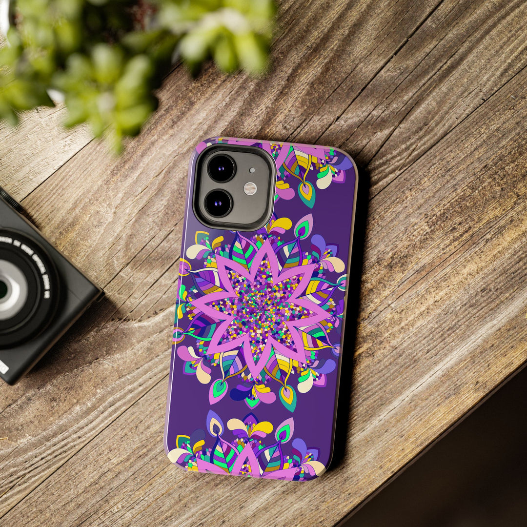 Beautifully hand drawn purple Mandala Art Phone Case designed for iPhone X/XS