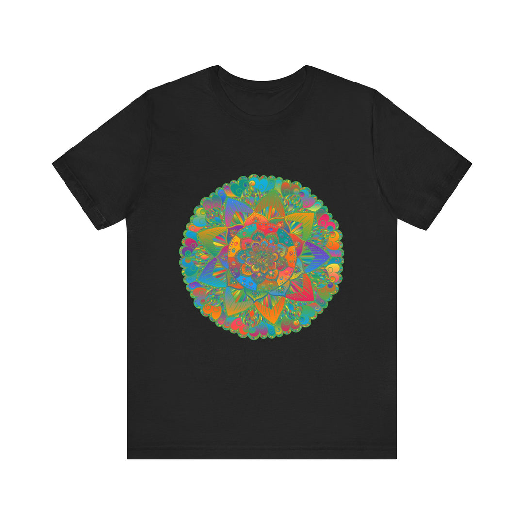  Peaceful and tranquil mandala tee with a soothing color palette and intricate patterns