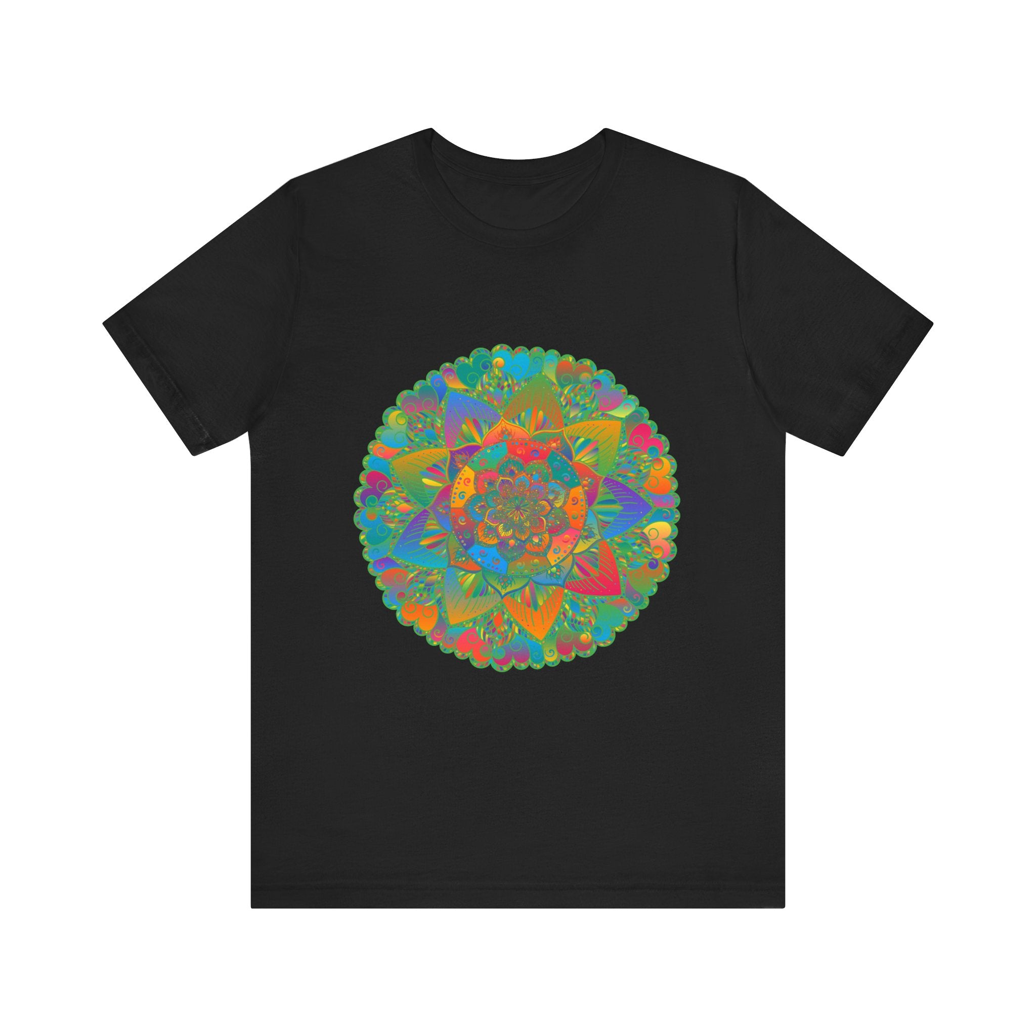  Peaceful and tranquil mandala tee with a soothing color palette and intricate patterns